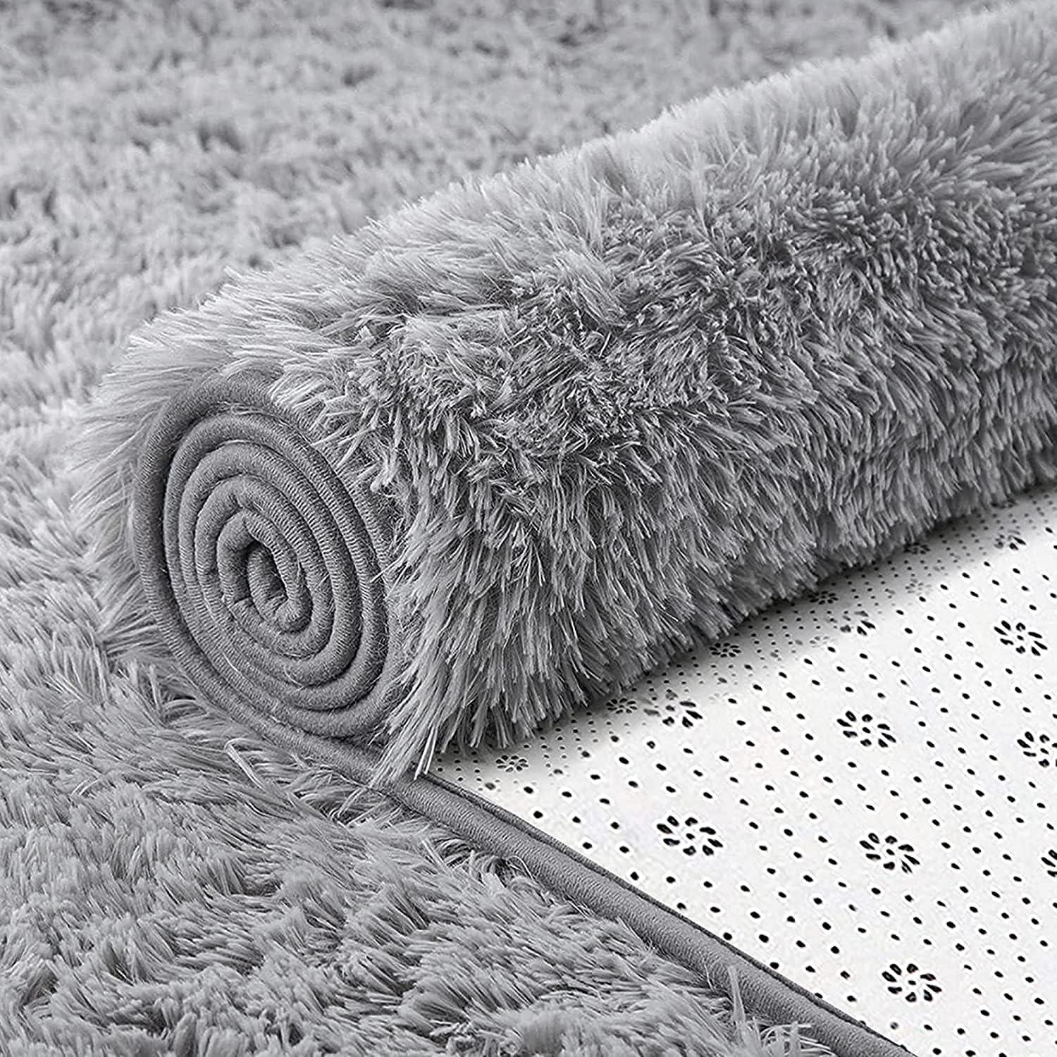 Teppich Langflor Hochflor Modern Flauschig Grau Rosa Weiß 120x160cm