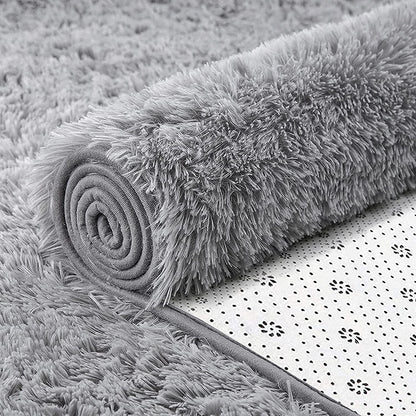 Teppich Langflor Hochflor Modern Flauschig Grau Rosa Weiß 120x160cm