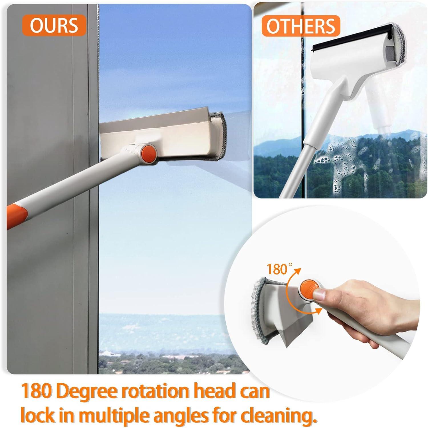 Fensterputzer Teleskopstange Set 120 cm Squeegee Mikrofasertuch