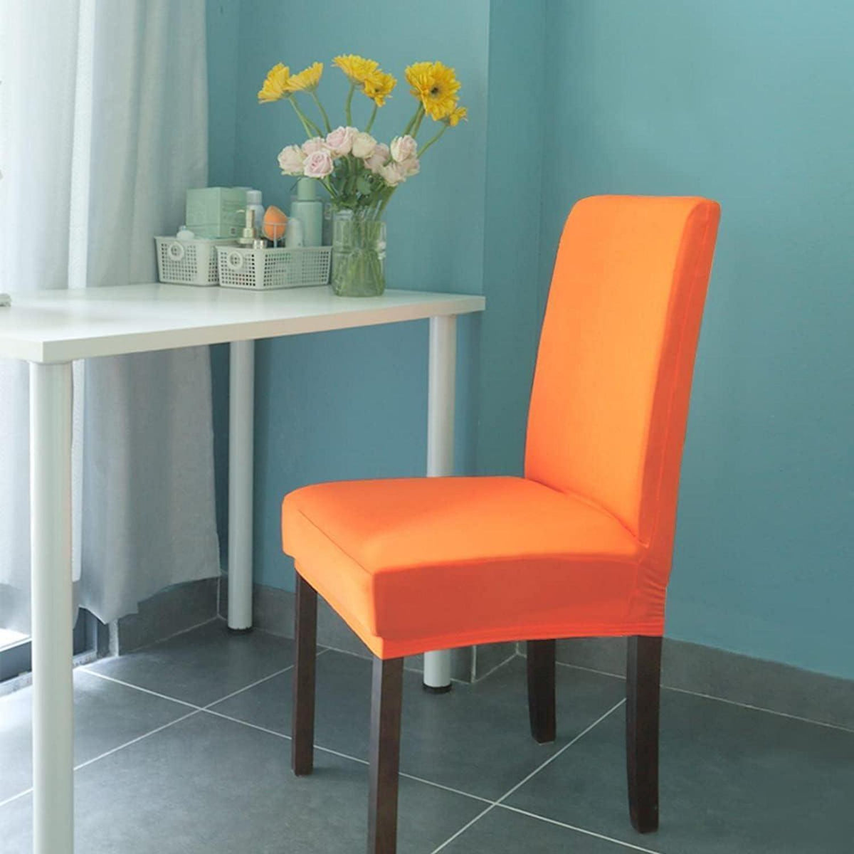 Esszimmer Stuhlhussen 4er Set – Abnehmbar & Elastisch Orange