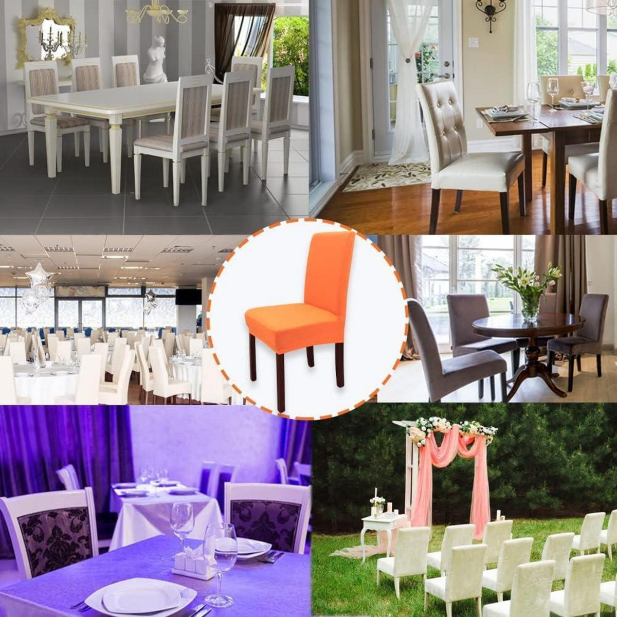 Esszimmer Stuhlhussen 4er Set – Abnehmbar & Elastisch Orange