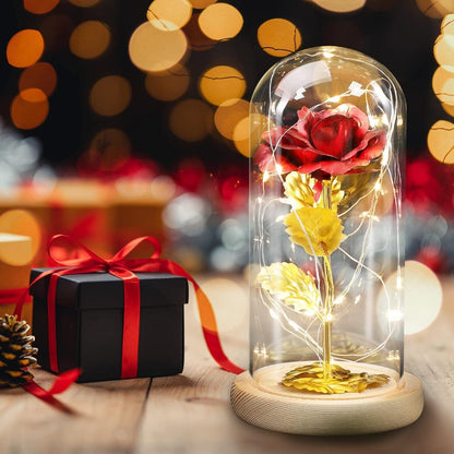 Ewige Rose im Glas mit LED-Licht, Muttertagsgeschenk für