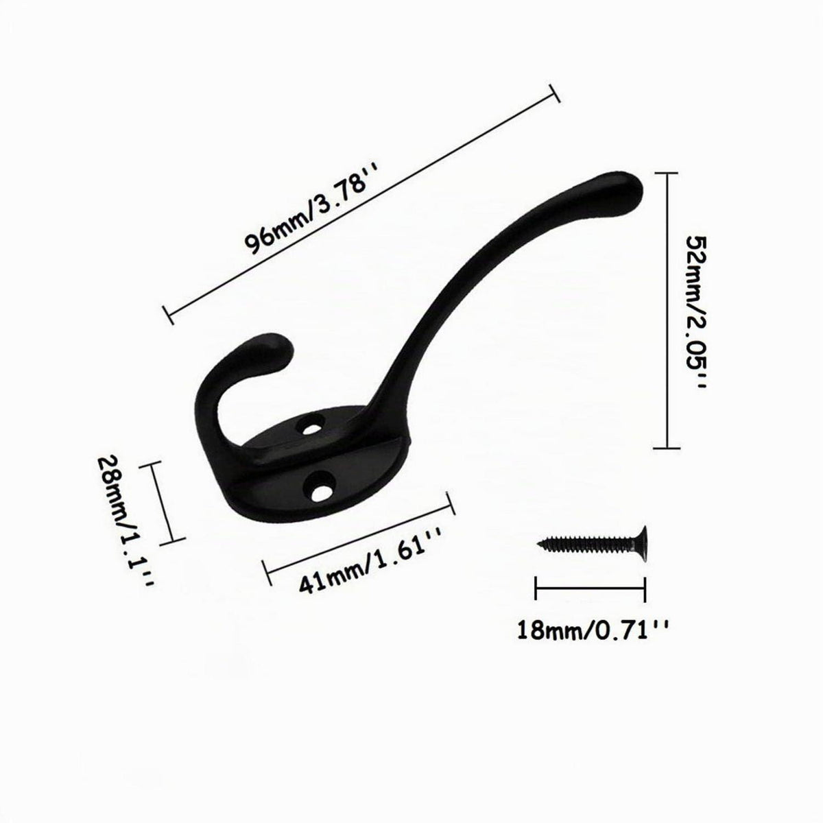 10x Kleiderhaken Schwarz Matt Vintage Wandhaken für Garderobe