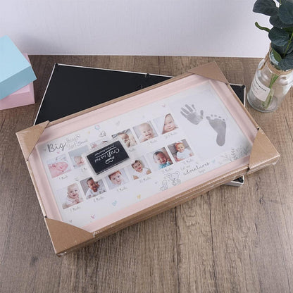 Baby Hand Fußabdruck Fotorahmen Stempelkissen Jubiläum Rosa