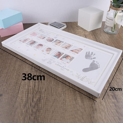 Baby Hand Fußabdruck Fotorahmen Stempelkissen Jubiläum Weiß