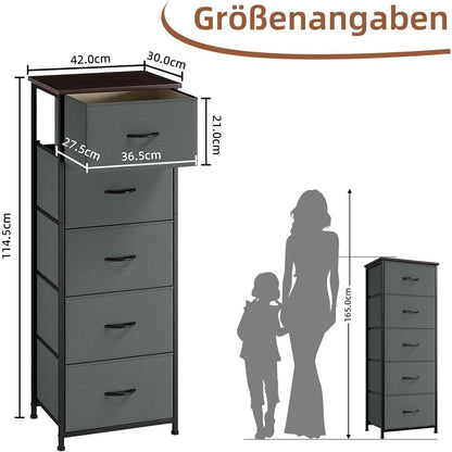 Somdot Stoffkommode 5 Schubladen – Grau, Schlafzimmer Organizer