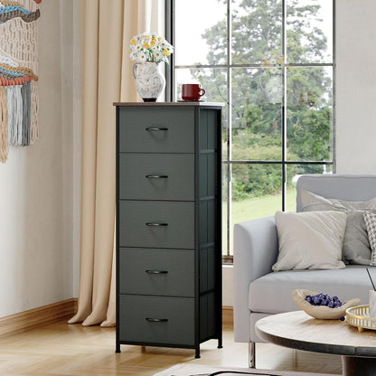 Somdot Stoffkommode 5 Schubladen – Grau, Schlafzimmer Organizer