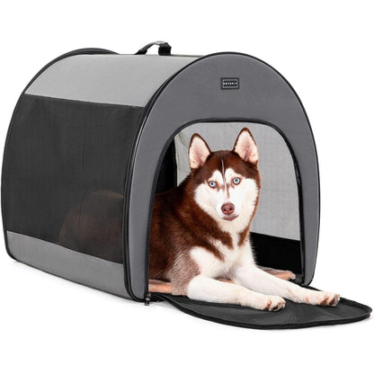 Tragbare Hundebox Grau – Weiche Reisebox für Hunde & Katzen