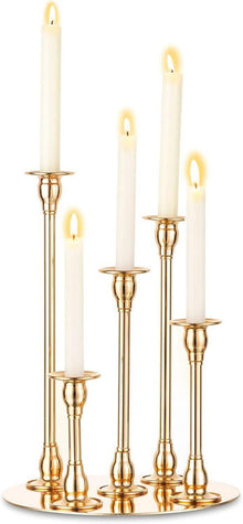 Kerzenleuchter 5-armig Gold Metall Tischleuchter Stabkerze 25cm