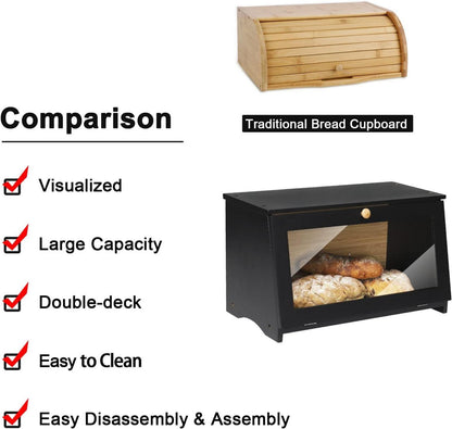 Leader Accessories Brotkasten Bambus lebensmittelecht 39x21x23cm Schwarz