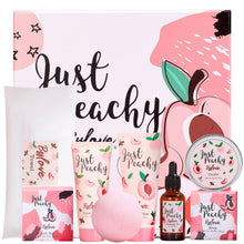 Geschenkset Frauen Pfirsich Spa 8-teilig Massage Kerze Badesalz