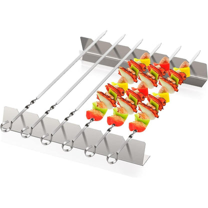 Grillspieße Schaschlikspieße + Halterung 6 Pack Grillzubehör