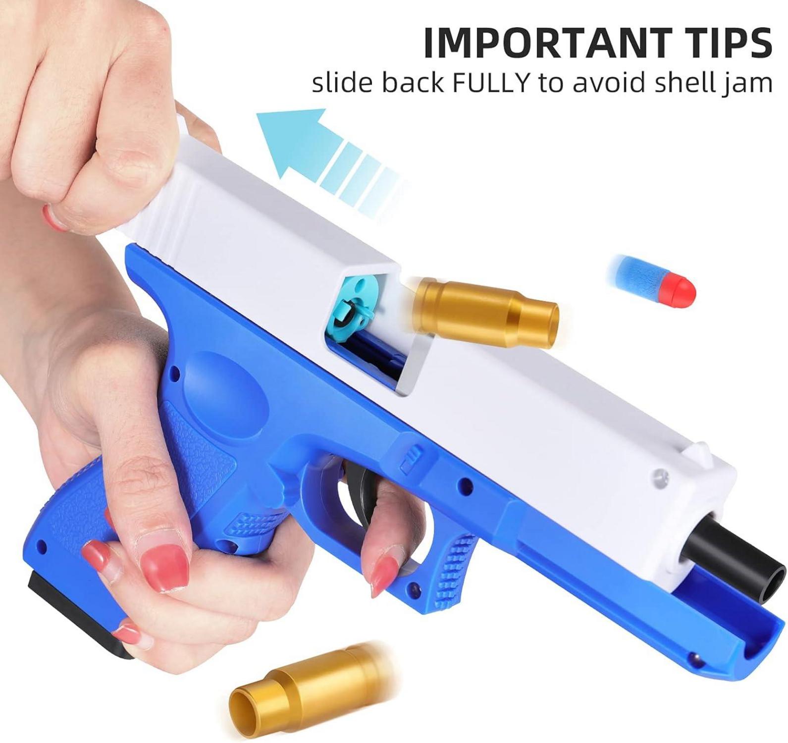 Spielzeug Pistole Set mit Schalldämpfer, 2 Magazin, Schaumstoff-Blaster