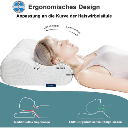 Höheneinstellbares Memory Foam Kissen mit Bezug 60x36x12 cm
