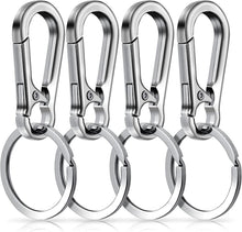 Metall-Schlüsselanhänger Karabiner Clip 4er Pack silber