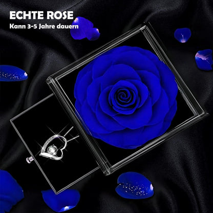 Blaue Infinity Rose mit 925er Sterling Silber Halskette