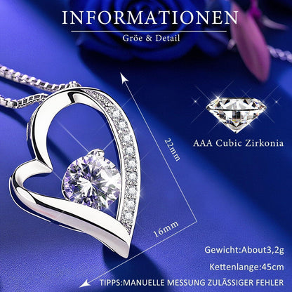 Blaue Infinity Rose mit 925er Sterling Silber Halskette