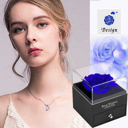 Infinity Rosen Blaue Rosen Geschenkbox 925er Sterling Silber Damen