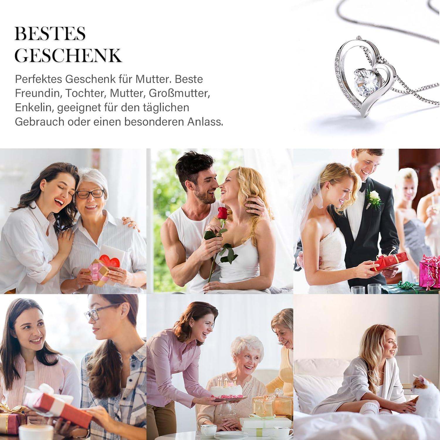 Blaue Infinity Rosen 925 Silber Halskette Geschenkbox Rosebox