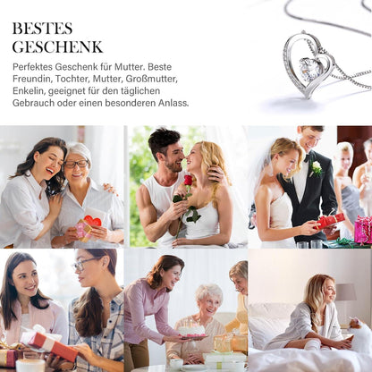Blaue Infinity Rosen 925 Silber Halskette Geschenkbox Rosebox