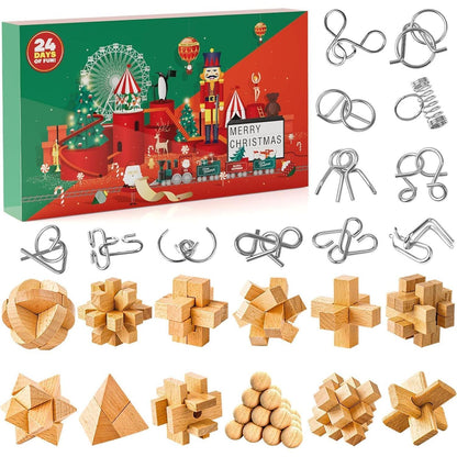 Adventskalender 2026 Knobelspiele Kinder Metall Holz Puzzle