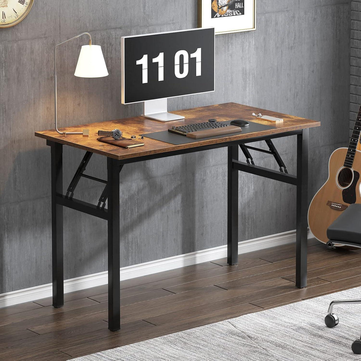 Klapptisch 100x60cm Retro/Schwarz - Moderner Schreibtisch für Home Office