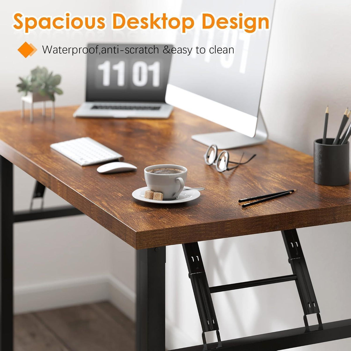 Klapptisch 80x40 cm, kein Aufbau, Home Office Schreibtisch Grau/Schwarz