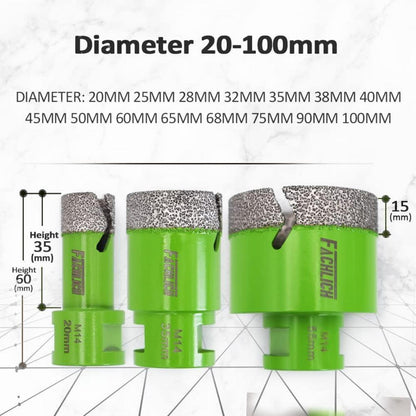 Diamant-Bohrkronen 2 Stk. 65mm M14 Vakuumgelötet für Fliesen & Granit
