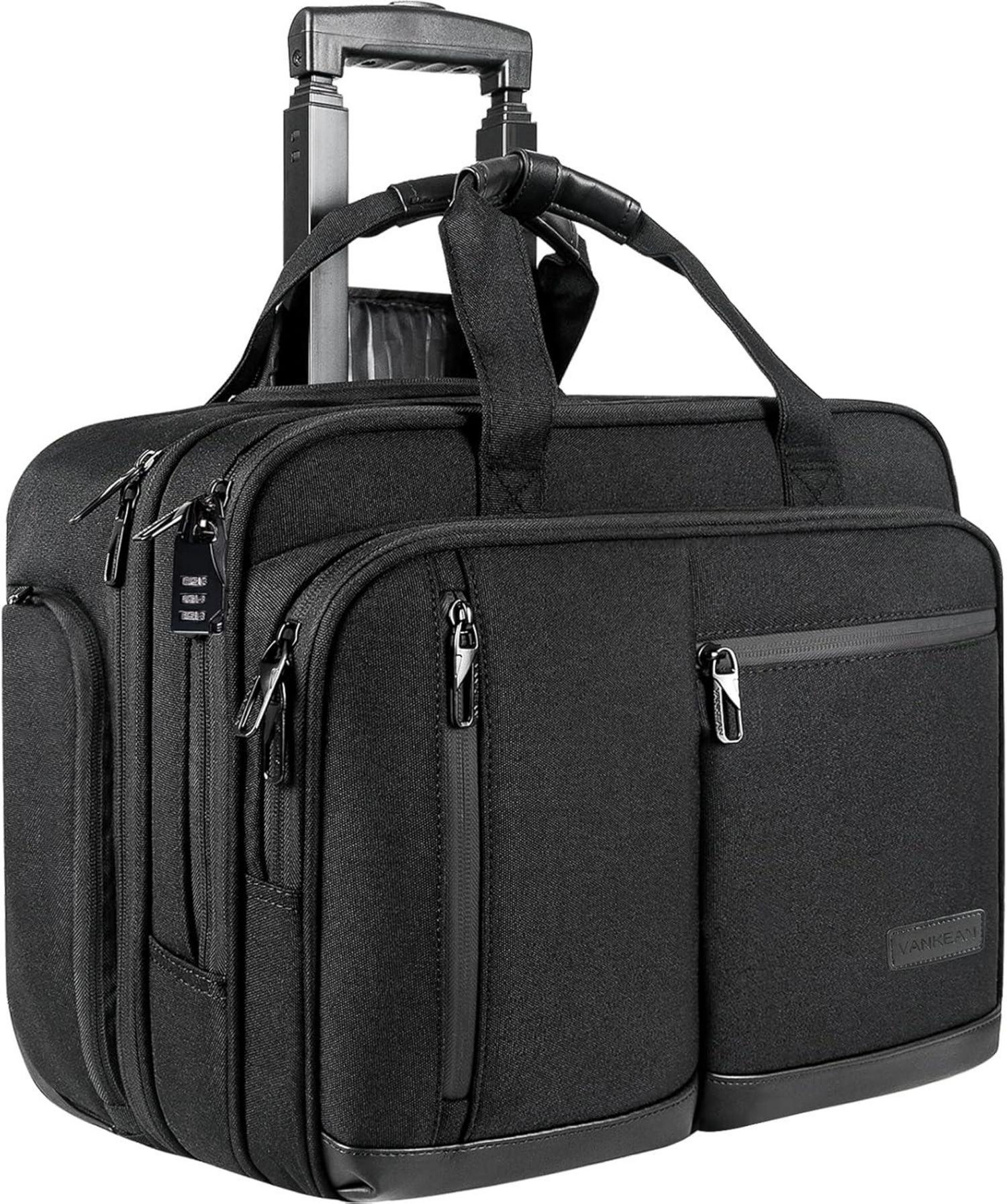Laptoptasche mit Rollen, RFID, für Herren - Schwarz