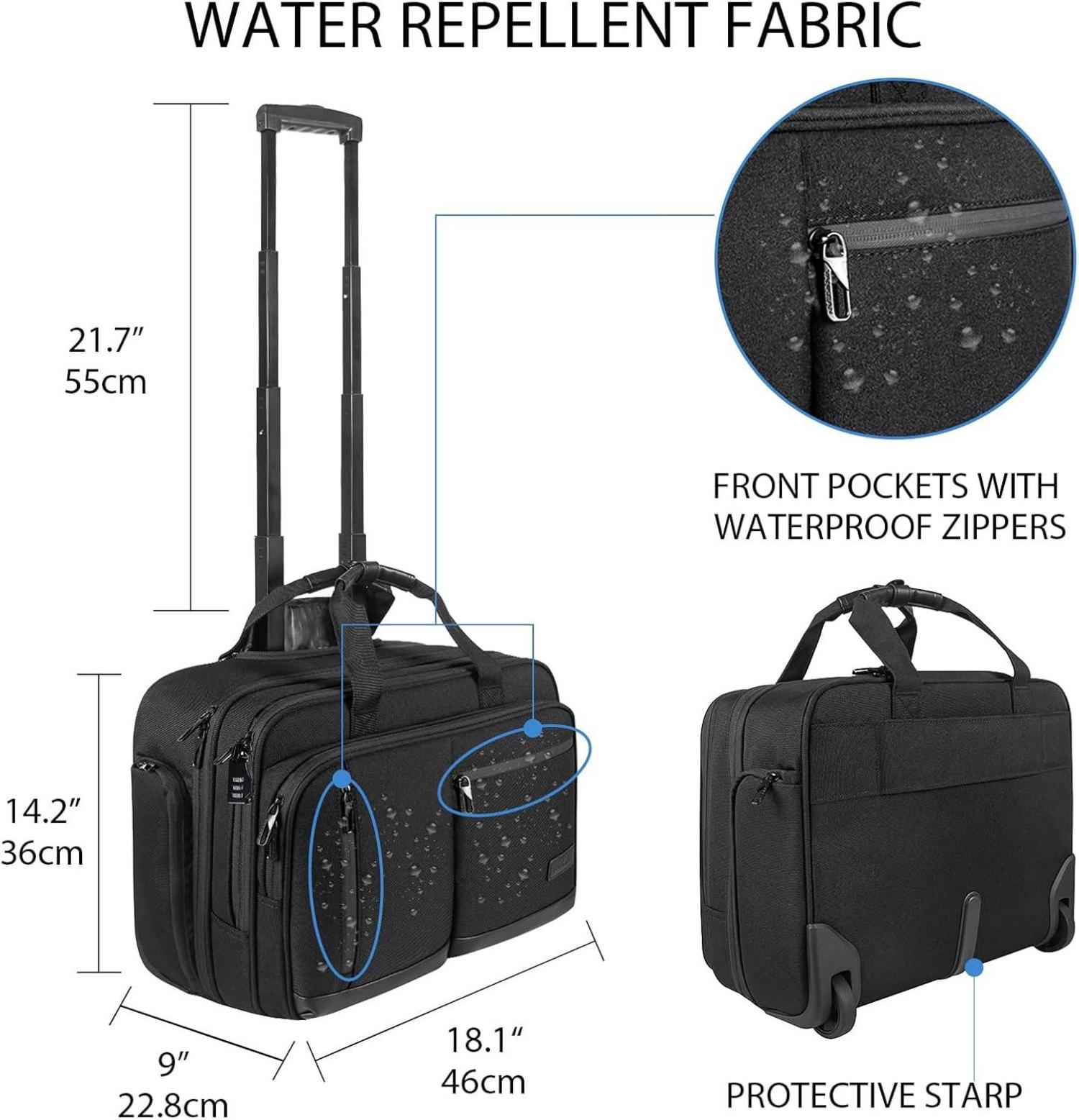 VANKEAN 17.3'' Laptoptasche wasserdicht mit Rollen und