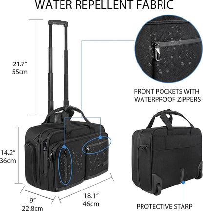 VANKEAN 17.3'' Laptoptasche wasserdicht mit Rollen und