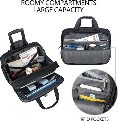 VANKEAN 17.3'' Laptoptasche mit Rollen für Herren - Schwarz