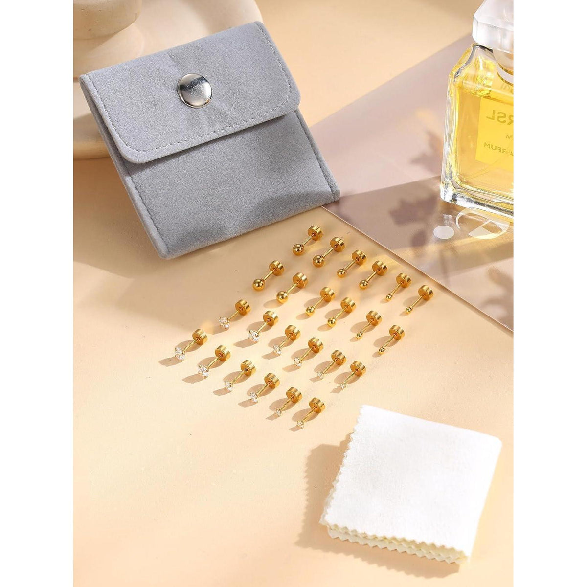 12 Paar Edelstahl Ohrstecker Set – Kleine CZ Kugeln für Damen & Herren