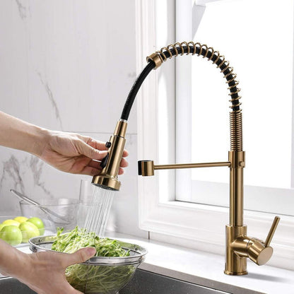 TIMACO Gold Küchenarmatur 360° Drehbar Pull-Down-Sprühgerät