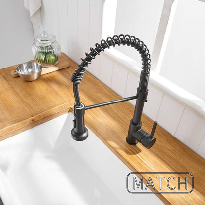 Niederdruck Armatur 360° Schwarz Küchenarmatur Wasserhahn mit Brause