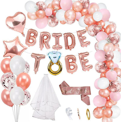 Braut Junggesellinnenabschied Deko Accessoires Set Rosegold Schleier
