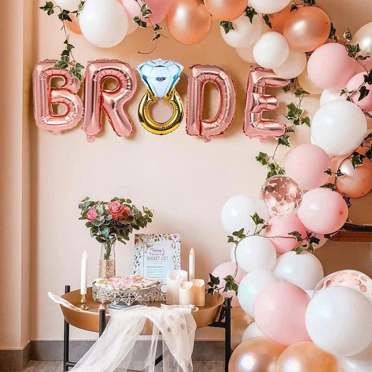 Roségold Deko Set für Junggesellinnenabschied - Braut Accessoires & Luftballons