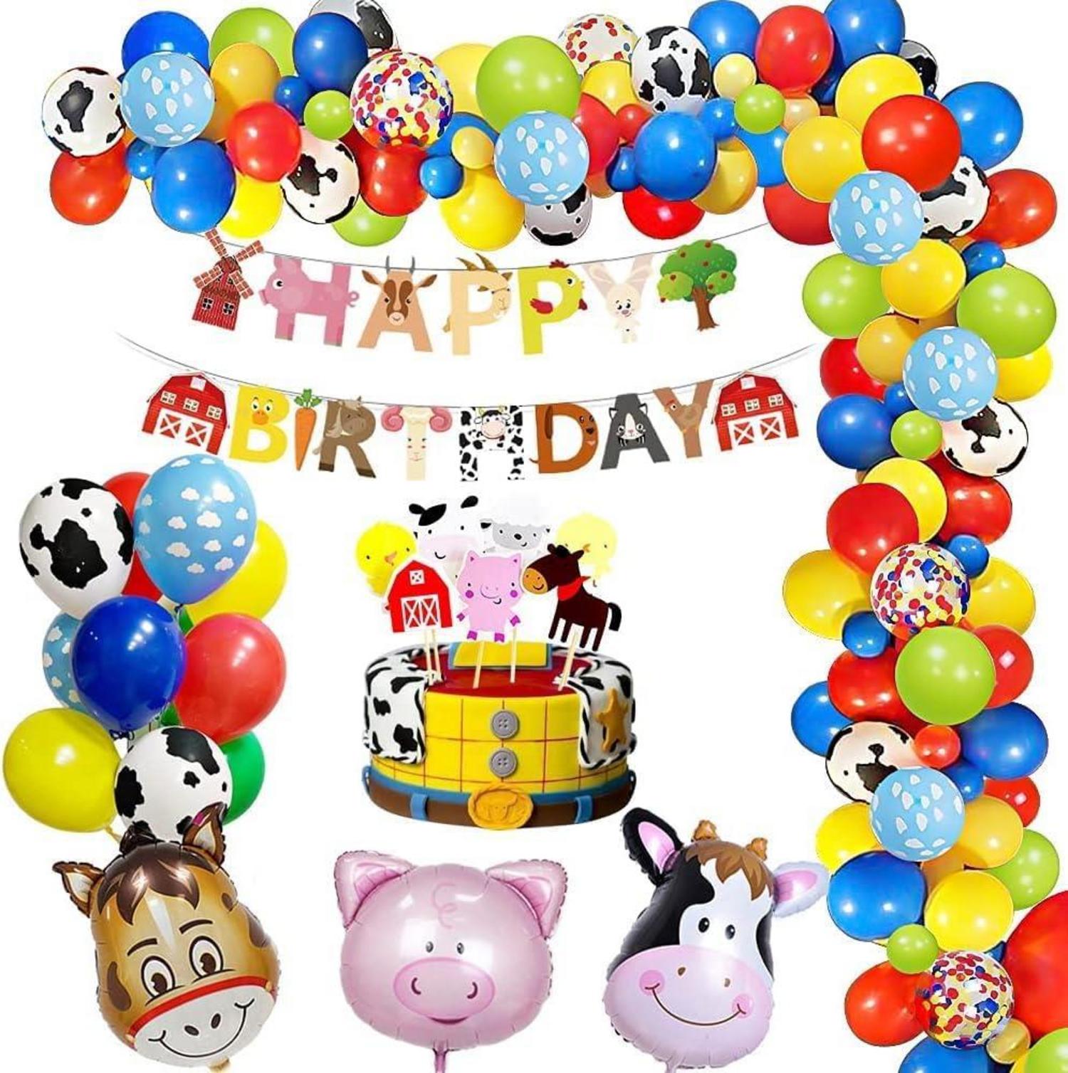 Bauernhof Geburtstagsdeko Set Tier Party Deko Luftballons Banner