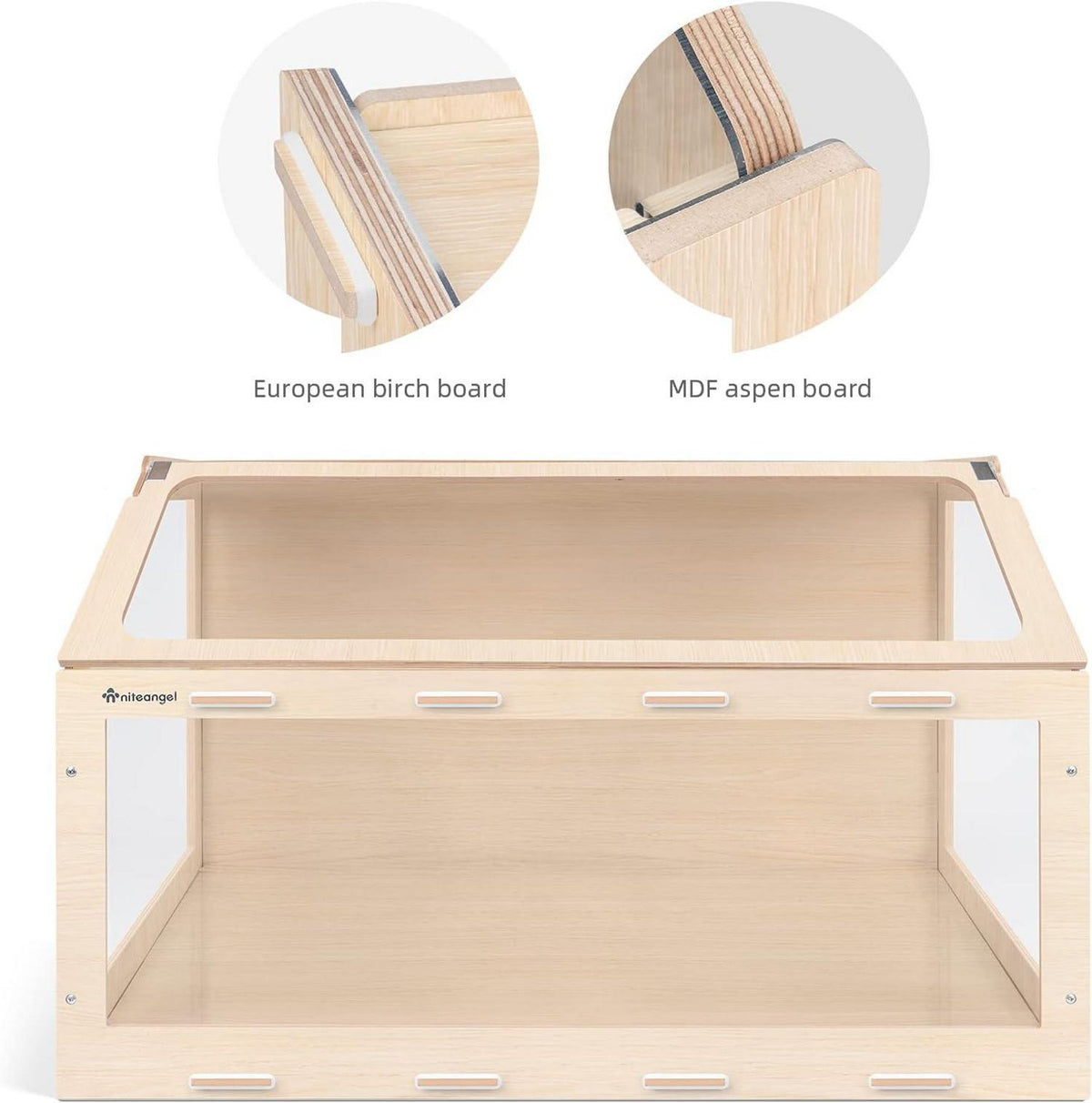 Niteangel Vista Hamsterkäfig schräger Öffnung MDF Aspen Kleintierkäfig