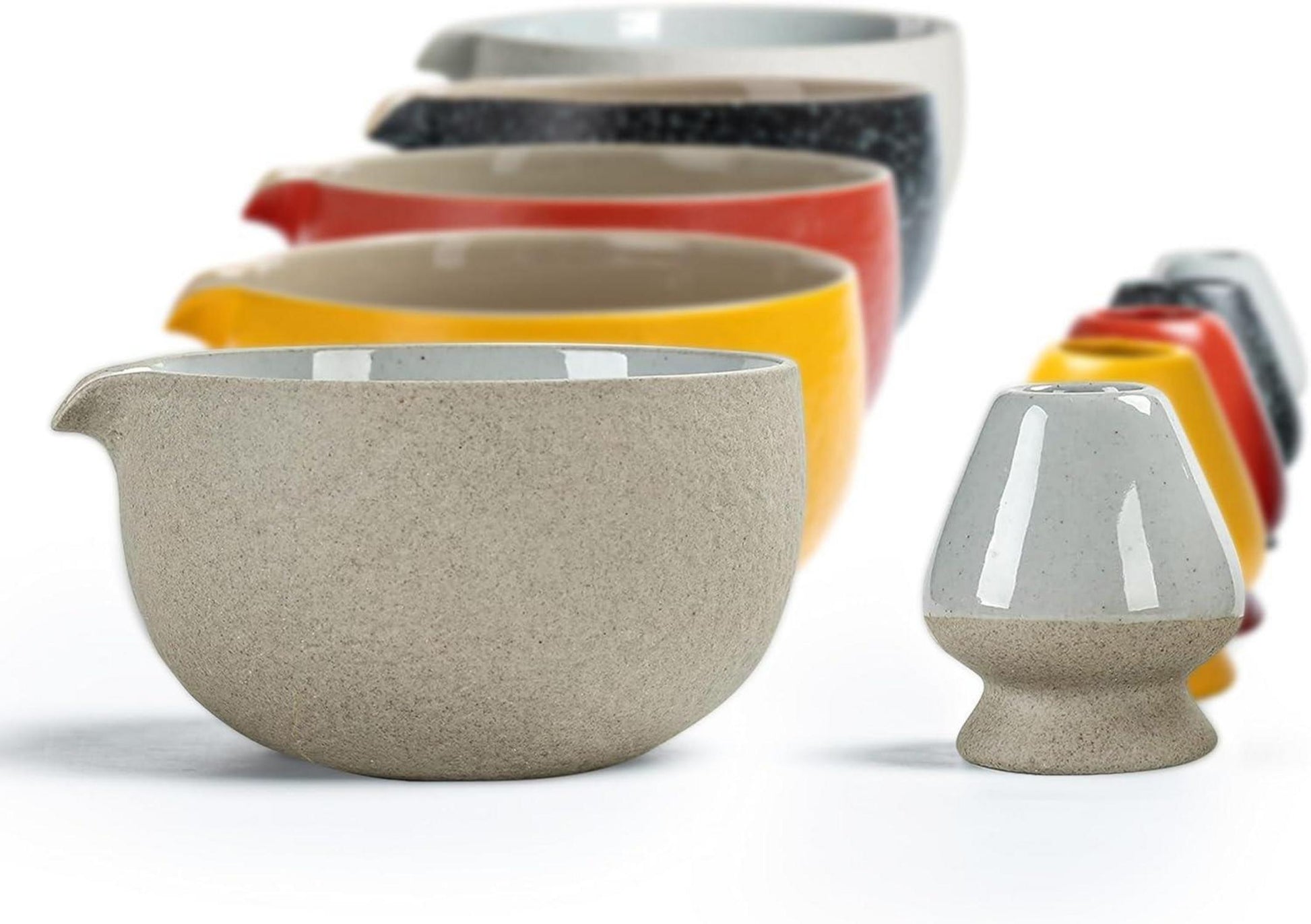 Japanische Matcha-Schüssel Natürliche Steinstruktur Schneebesenhalter