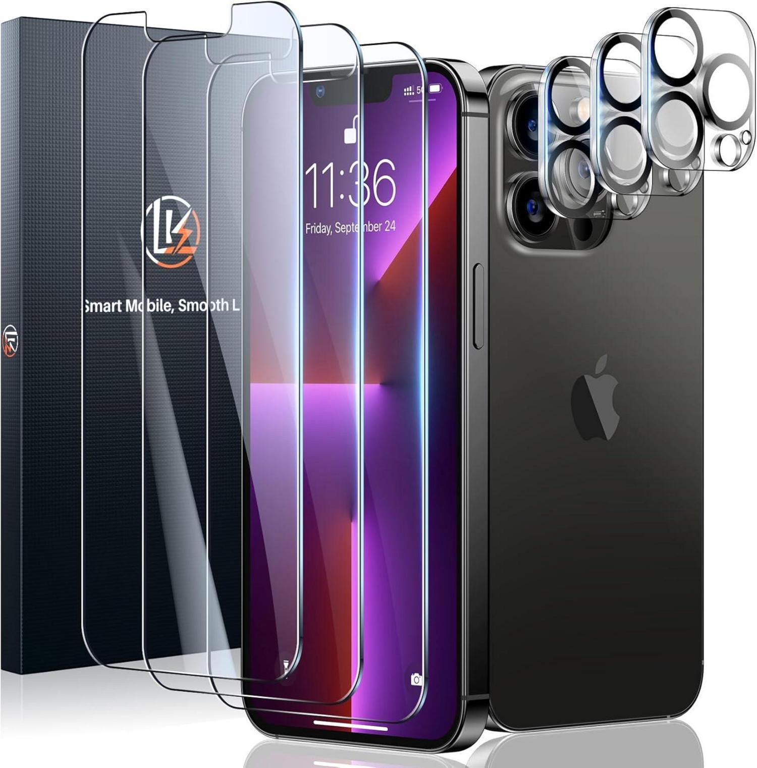 Displayschutzglas + Kameraschutzglas Set für iPhone 13 Pro Max 9H