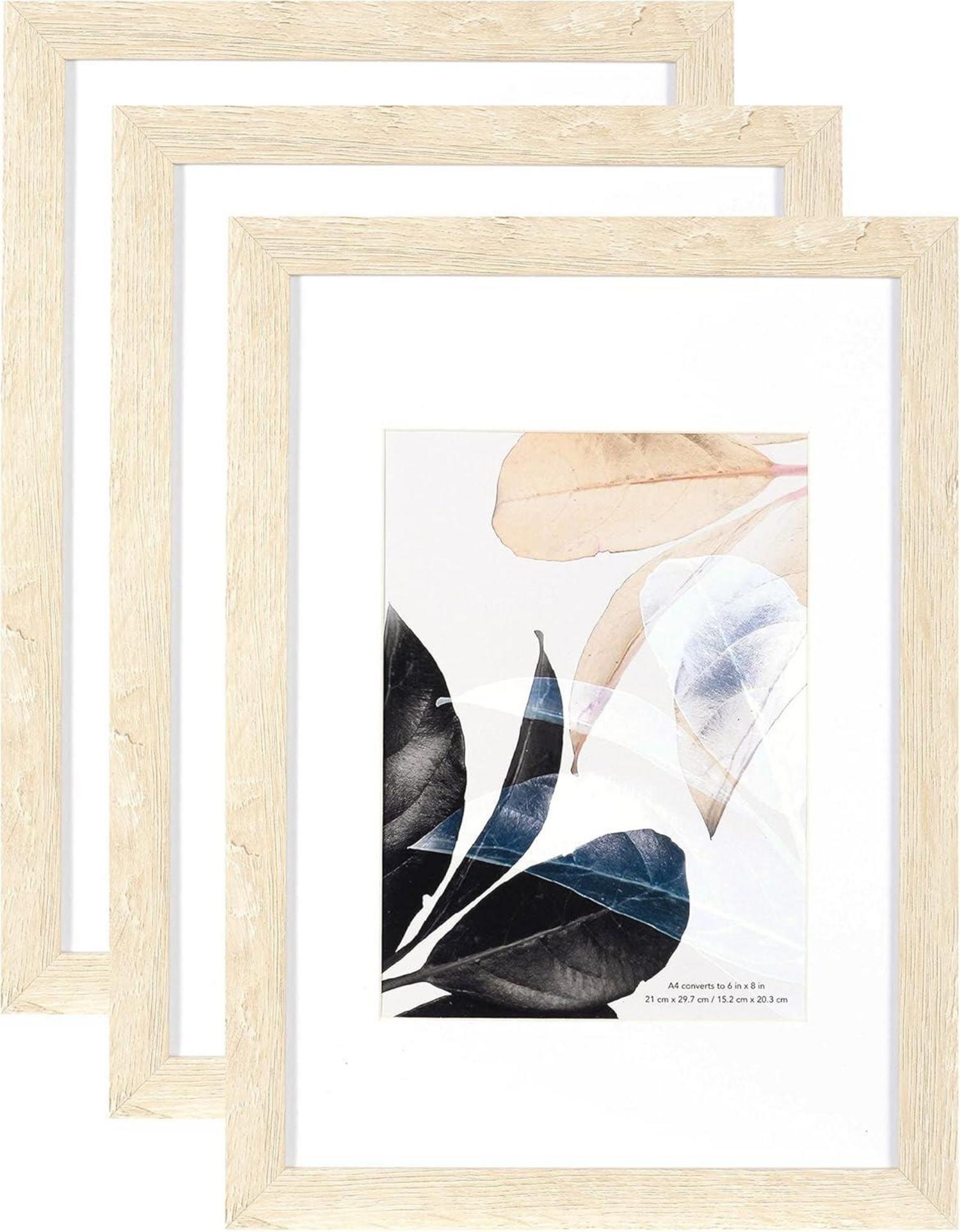 Bilderrahmen A4 Eiche Holz Plexiglas Posterrahmen Fotorahmen 3er Set