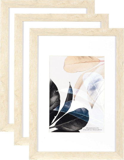 Bilderrahmen A4 Eiche Holz Plexiglas Posterrahmen Fotorahmen 3er Set