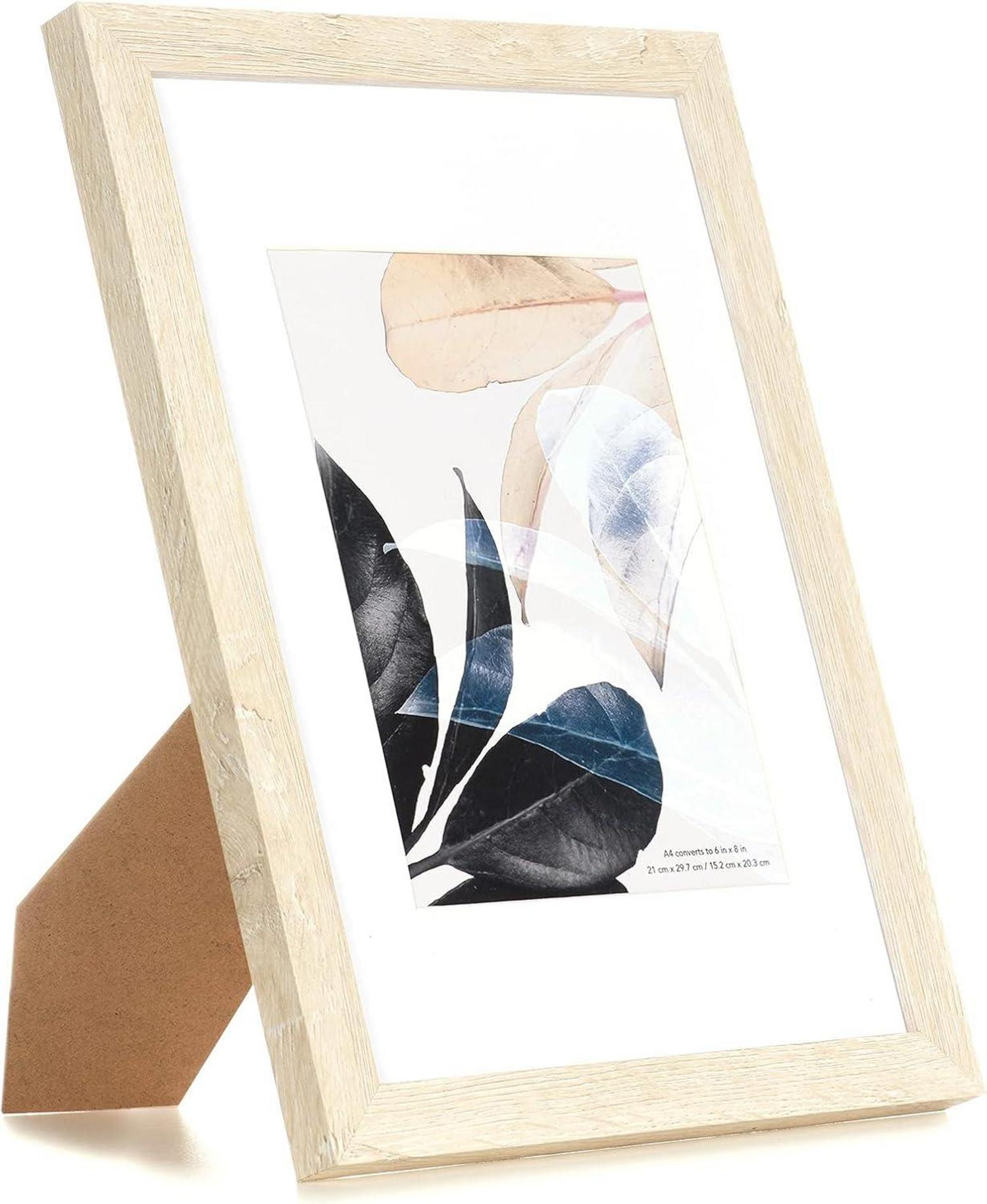 3er Set Bilderrahmen A4 Eiche Holz Plexiglas | Fotorahmen A4 Echtholz
