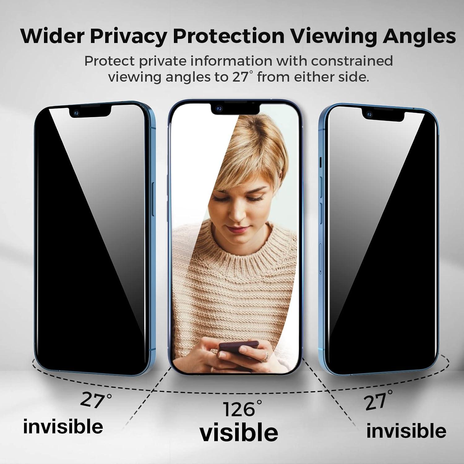 Sichtschutz iPhone 13 Panzer Schutzfolie Kamera 9H Blickschutzfolie