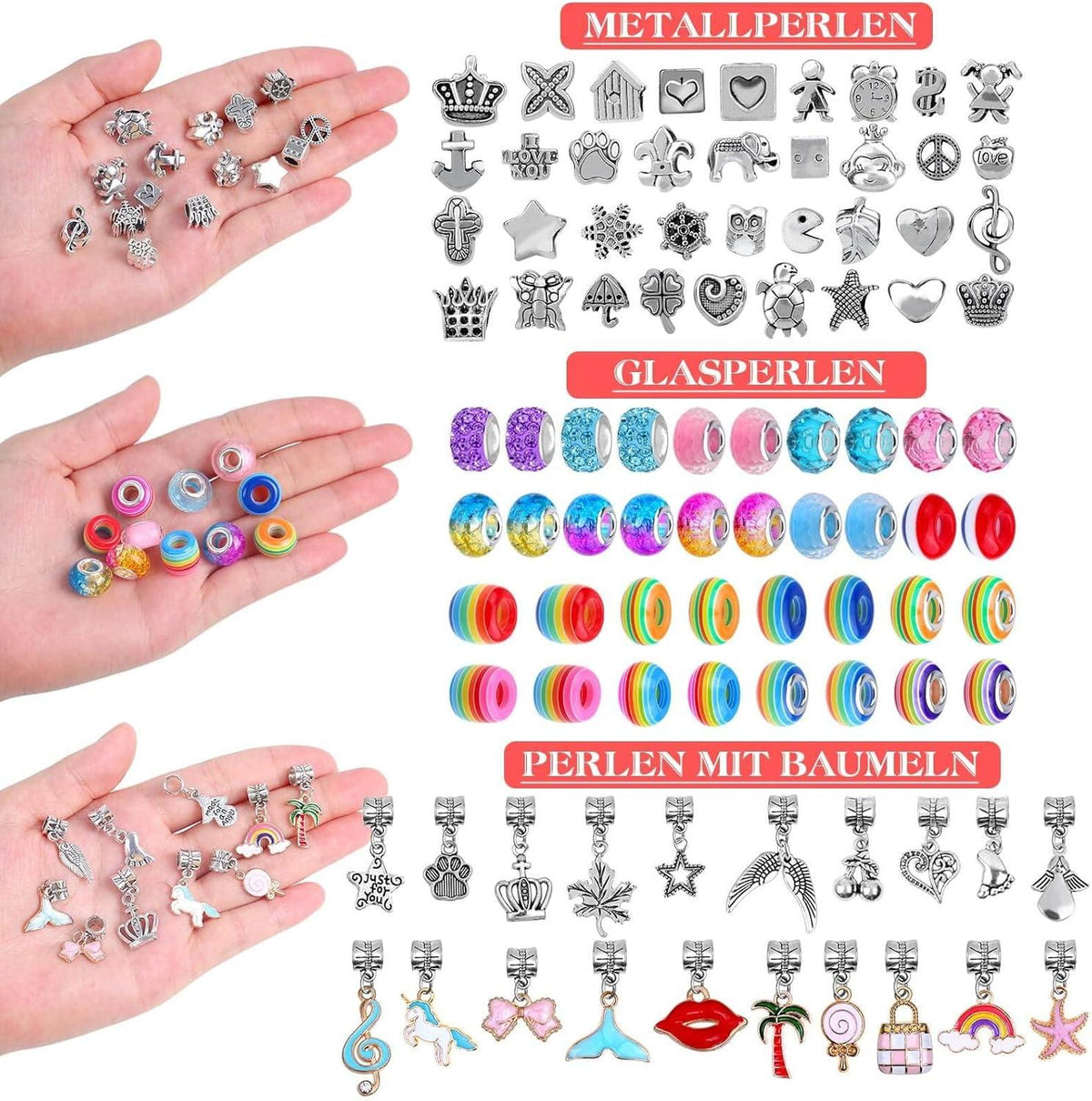 102-tlg. Schmuckbastelset für Mädchen - DIY Charm Armband Making Kit für Kinder & Erwachsene
