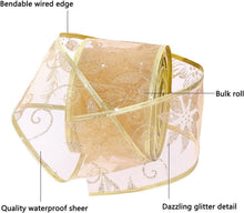 20M Organzaband Schneeflocke Gold 6,3cm Weihnachtsband