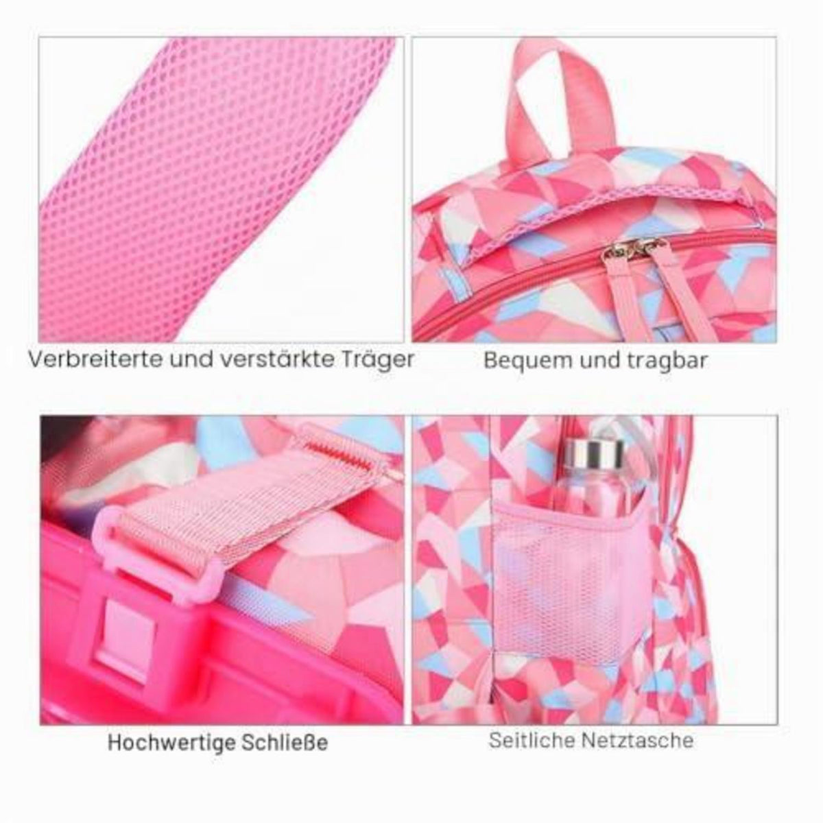 Rucksack mit Rollen für Kinder – Schultrolley Rosa, Klasse 3-12