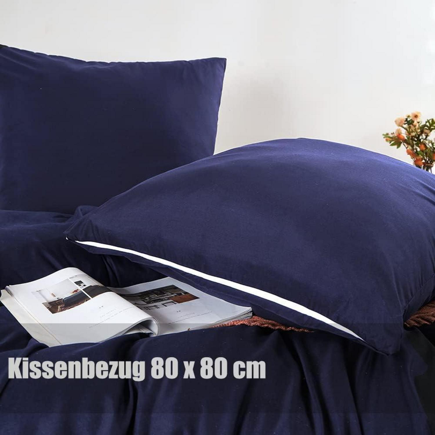 Soifox Bettwäsche-Set 155x220 Dunkelblau Mikrofaser bügelfrei