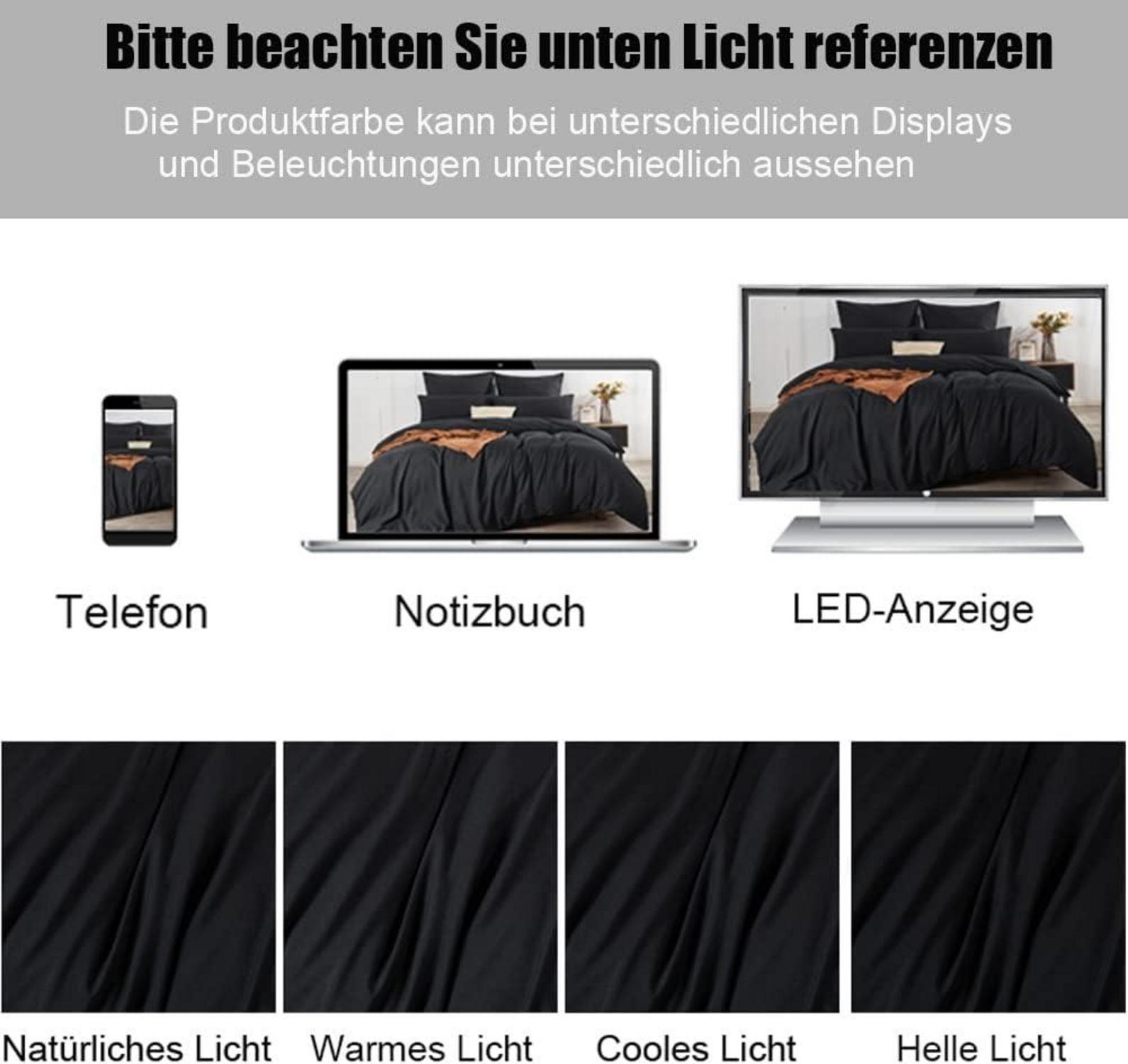 Soifox Bettwäsche-Set 200x200 Schwarz Mikrofaser bügelfrei knitterfrei